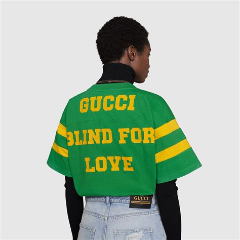 gucci blind for love shirt|Gucci slogan tees.